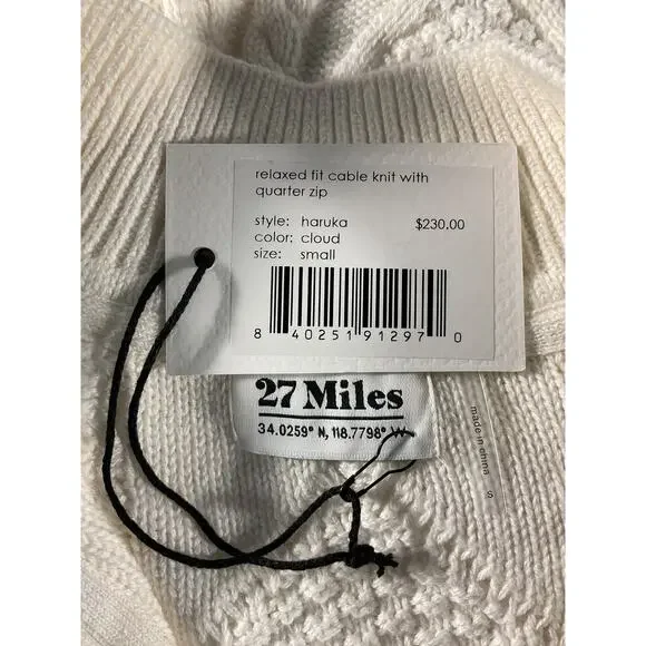 27 Miles Malibu 'Haruka' White Sweater Size S - NWT
